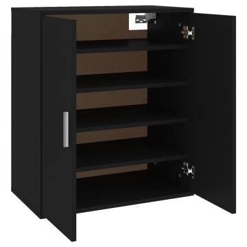 Shoe Cabinet Black 60x35x70 cm | Durable Engineered Wood