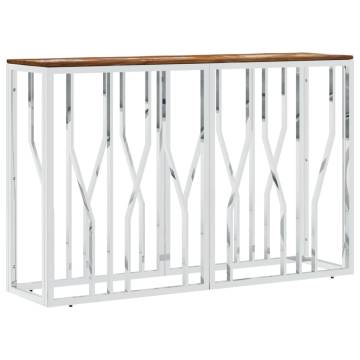 Stylish Silver Console Table - Solid Reclaimed Wood & Steel