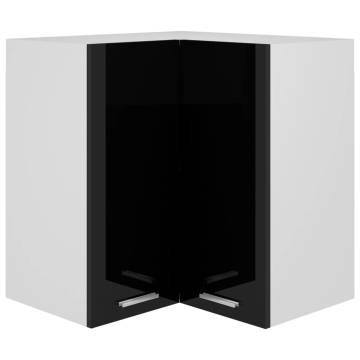 Hanging Corner Cabinet High Gloss Black - 57x57x60 cm