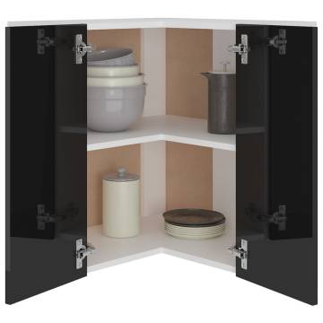 Hanging Corner Cabinet High Gloss Black - 57x57x60 cm