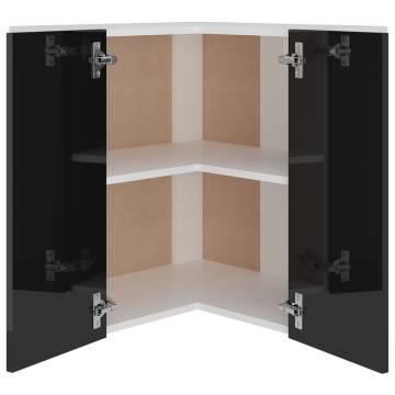 Hanging Corner Cabinet High Gloss Black - 57x57x60 cm