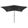 Parasol with LEDs and Steel Pole Black 2x3 m Colour black Quantity in Package 1 