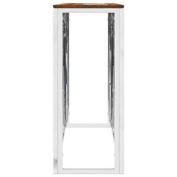 Stylish Silver Console Table - Solid Reclaimed Wood & Steel