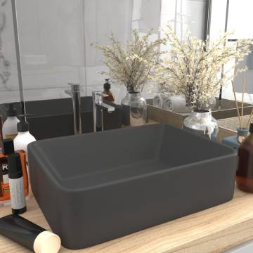 Luxury Matt Dark Grey Wash Basin - Stylish Ceramic Sink