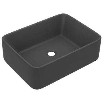 Luxury Matt Dark Grey Wash Basin - Stylish Ceramic Sink