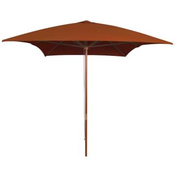 Outdoor Parasol with Wooden Pole - Terracotta 200x300 cm