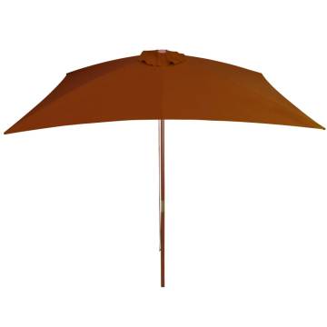 Outdoor Parasol with Wooden Pole - Terracotta 200x300 cm