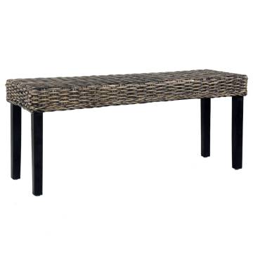 Stylish 110 cm Black Rattan & Mango Wood Bench | HipoMarket