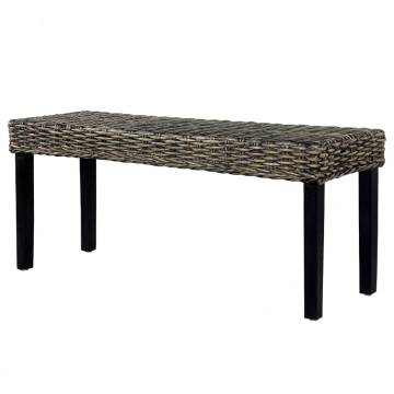 Stylish 110 cm Black Rattan & Mango Wood Bench | HipoMarket