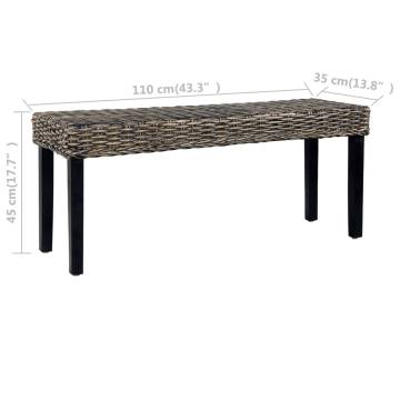 Stylish 110 cm Black Rattan & Mango Wood Bench | HipoMarket