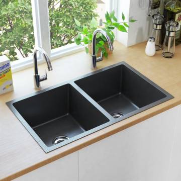 Handmade Black Stainless Steel Kitchen Sink - Premium Quality