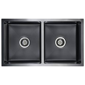 Handmade Black Stainless Steel Kitchen Sink - Premium Quality