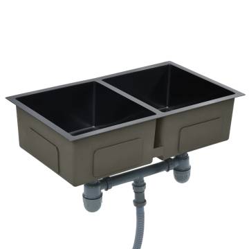 Handmade Black Stainless Steel Kitchen Sink - Premium Quality