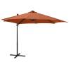 Cantilever Umbrella with Pole and LED Lights Terracotta 300 cm Colour terracotta Size 300 cm Quantity in Package 1 