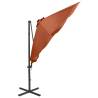 Terracotta Cantilever Umbrella with LED Lights - 300cm