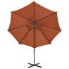 Terracotta Cantilever Umbrella with LED Lights - 300cm