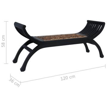 Bench 120 cm Dark Brown Abaca - Rustic Charm for Your Home