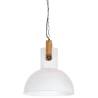 Industrial Hanging Lamp 25W - White Round Mango Wood 42cm