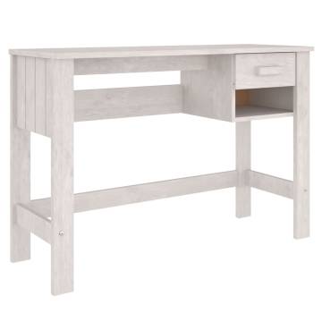 Desk HAMAR White 110x40x75 cm - Solid Wood Pine | HipoMarket