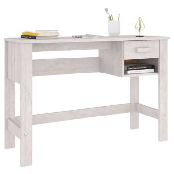 Desk HAMAR White 110x40x75 cm - Solid Wood Pine | HipoMarket