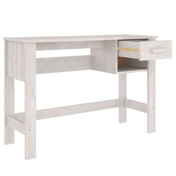 Desk HAMAR White 110x40x75 cm - Solid Wood Pine | HipoMarket