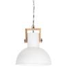 Industrial Hanging Lamp 25W - White Round Mango Wood 42cm