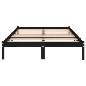 Black Solid Wood Bed Frame 135x190 cm Double - Hipomarket