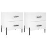 Stylish White Bedside Cabinets - 2 Pcs Engineered Wood