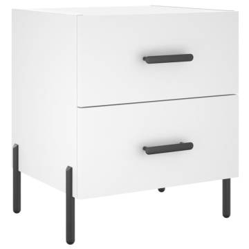 Stylish White Bedside Cabinets - 2 Pcs Engineered Wood