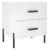 Stylish White Bedside Cabinets - 2 Pcs Engineered Wood