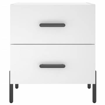 Stylish White Bedside Cabinets - 2 Pcs Engineered Wood