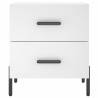 Stylish White Bedside Cabinets - 2 Pcs Engineered Wood