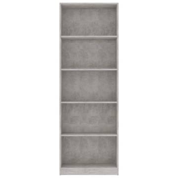 5-Tier Concrete Grey Book Cabinet - Modern & Stylish Design