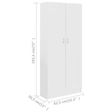 Stylish White Book Cabinet - 82.5x30.5x185.5 cm