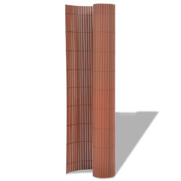 Double-Sided Garden Fence PVC 90x500 cm Brown - Durable & Stylish