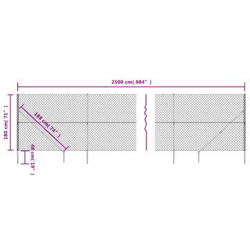 Chain Link Fence with Spike Anchors Silver 1.8x25 m - Durable & Secure