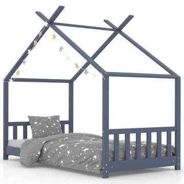 Kids Bed Frame Grey Solid Pine Wood 80x160 cm | Hipomarket