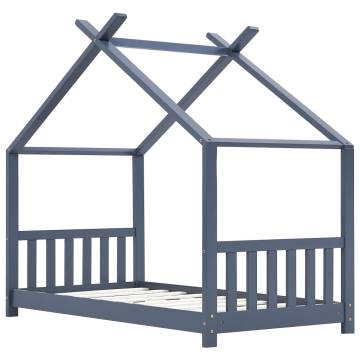 Kids Bed Frame Grey Solid Pine Wood 80x160 cm | Hipomarket