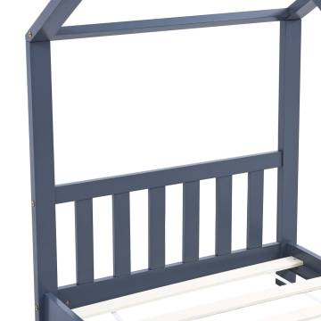 Kids Bed Frame Grey Solid Pine Wood 80x160 cm | Hipomarket