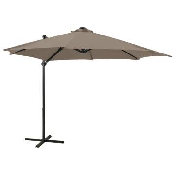 Cantilever Umbrella with LED Lights - Taupe 300 cm | HipoMarket