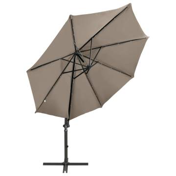 Cantilever Umbrella with LED Lights - Taupe 300 cm | HipoMarket