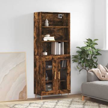 Stylish Highboard in Smoked Oak - 69.5x34x180 cm