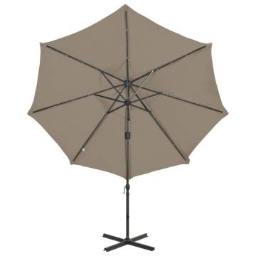 Cantilever Umbrella with LED Lights - Taupe 300 cm | HipoMarket