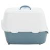 Cat Litter Tray with Cover - White & Blue | 56x40x40 cm