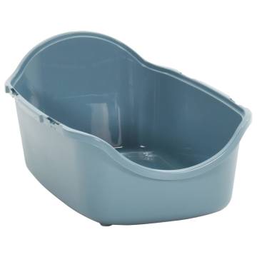 Cat Litter Tray with Cover - White & Blue | 56x40x40 cm