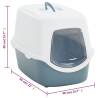 Cat Litter Tray with Cover - White & Blue | 56x40x40 cm