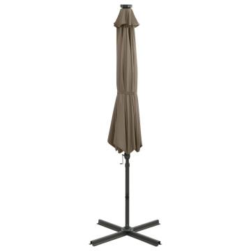 Cantilever Umbrella with LED Lights - Taupe 300 cm | HipoMarket