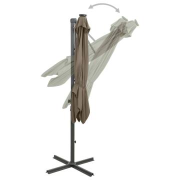 Cantilever Umbrella with LED Lights - Taupe 300 cm | HipoMarket