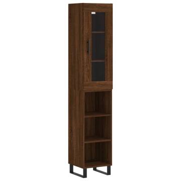 Stylish Highboard in Brown Oak - 34.5x34x180 cm