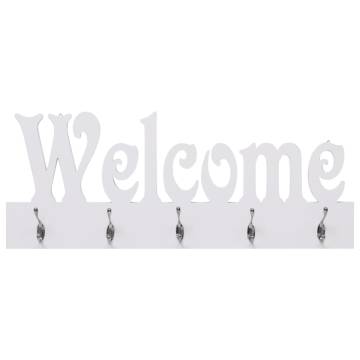 Wall Mounted Coat Rack WELCOME - Stylish White Organizer